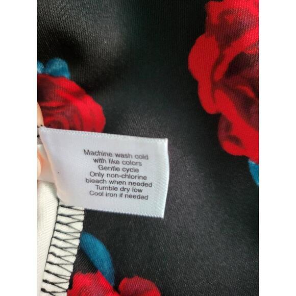 NWT Lane Bryant Dress Womens Size 12 Black Red Rose Floral ALine Short Sleeve - Picture 6 of 7